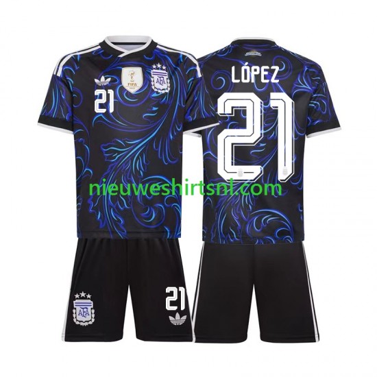 Argentinië Kind Shirt met Bedrukking Jose Manuel Lopez 21 Uit WK 2026 Korte Mouw