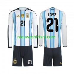 Argentinië Kind Shirt met Bedrukking Jose Manuel Lopez 21 Thuis WK 2026 Lange Mouw