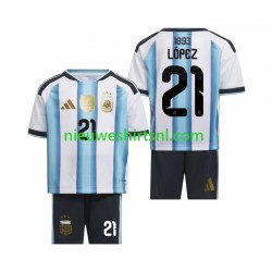 Argentinië Kind Shirt met Bedrukking Jose Manuel Lopez 21 Thuis WK 2026 Korte Mouw