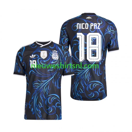Argentinië Heren Shirt met Bedrukking Nico Paz 18 Uit WK 2026 Korte Mouw