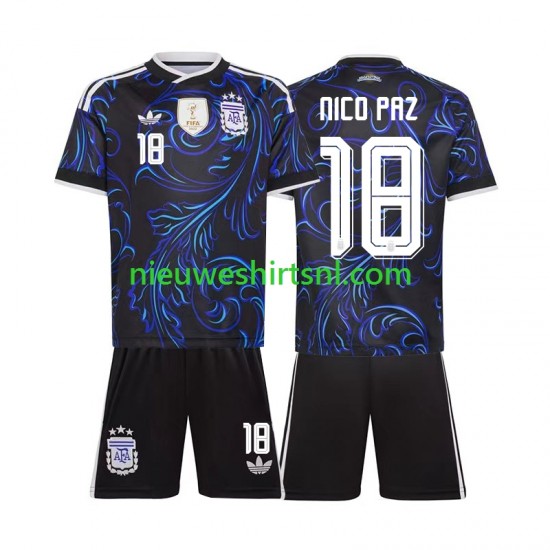 Argentinië Kind Shirt met Bedrukking Nico Paz 18 Uit WK 2026 Korte Mouw