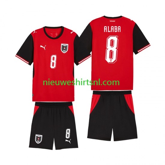 Oostenrijk Kind Shirt met Bedrukking David Alaba 8 Thuis WK 2026 Korte Mouw