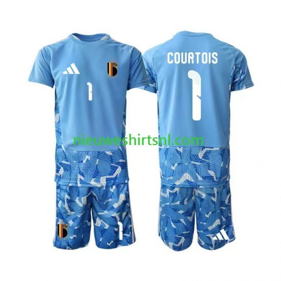België Kind Shirt met Bedrukking Doelman Thibaut Courtois 1 Thuis WK 2026 Korte Mouw