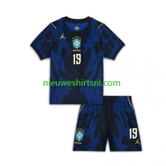 Brazilië Kind Shirt met Bedrukking Endrick 19 Uit WK 2026 Korte Mouw