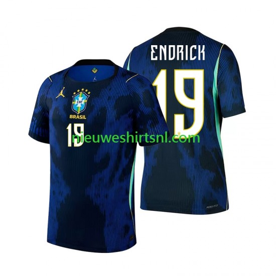Brazilië Heren Shirt met Bedrukking Endrick 19 Uit WK 2026 Korte Mouw
