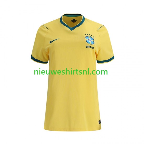 Brazilië Dames Shirt met Bedrukking Thuis WK 2026 Korte Mouw
