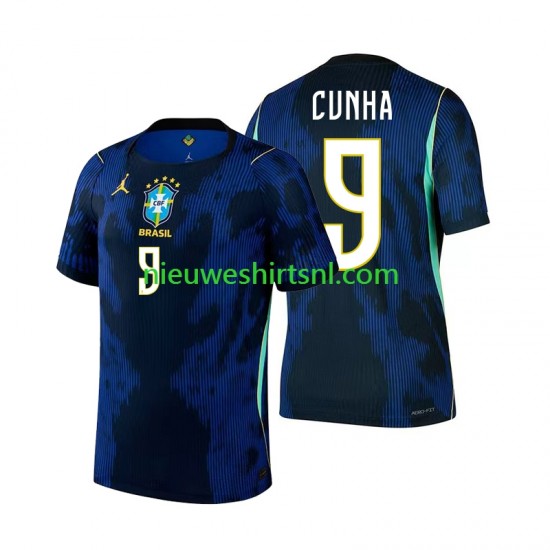 Brazilië Heren Shirt met Bedrukking Matheus Cunha 9 Uit WK 2026 Korte Mouw