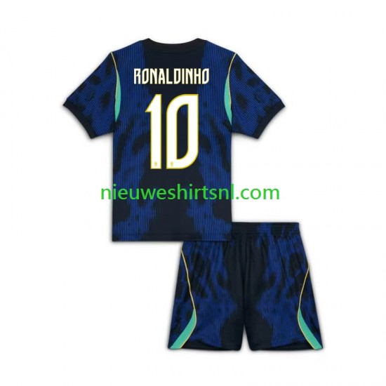 Brazilië Kind Shirt met Bedrukking Ronaldinho 10 Uit WK 2026 Korte Mouw