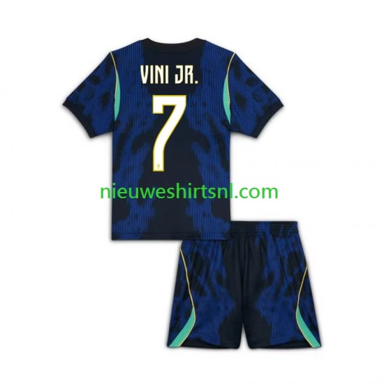 Brazilië Kind Shirt met Bedrukking Vinicius Junior 7 Uit WK 2026 Korte Mouw