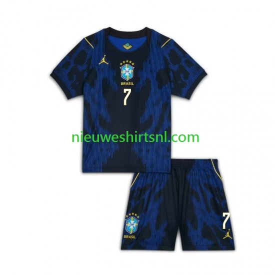 Brazilië Kind Shirt met Bedrukking Vinicius Junior 7 Uit WK 2026 Korte Mouw