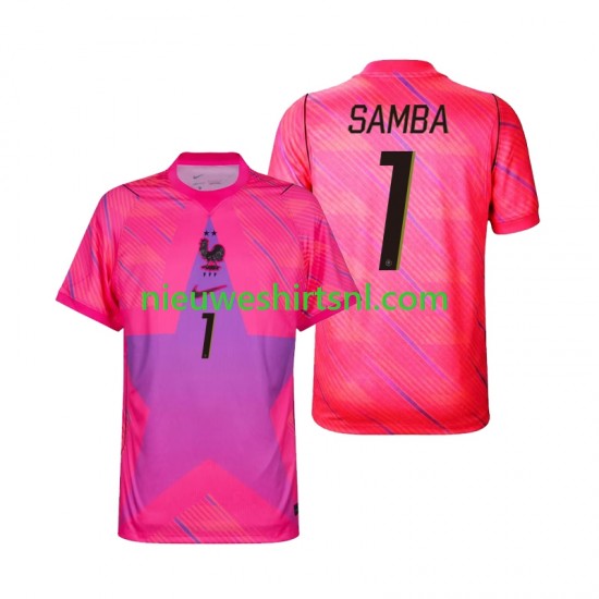 Frankrijk Heren Shirt met Bedrukking Doelman Brice Samba 1 Uit WK 2026 Korte Mouw