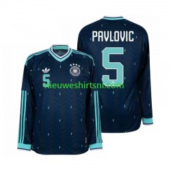 Duitsland Heren Shirt met Bedrukking Aleksandar Pavlovic 5 Uit WK 2026 Lange Mouw Duitsland Heren Shirt met Bedrukking Aleksandar Pavlovic 5 Uit WK 2026 Lange Mouw