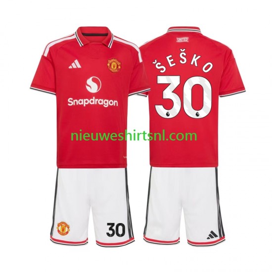 Manchester United Kind Shirt met Bedrukking Benjamin Sesko 30 Thuis 2026-2027 Korte Mouw