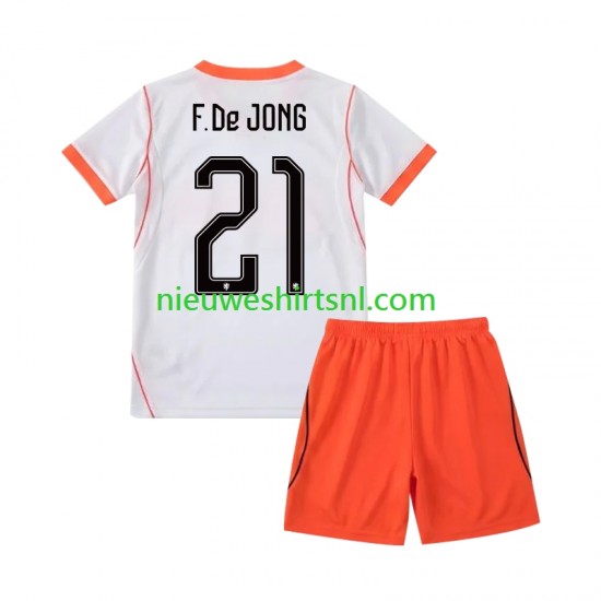 Nederland Kind Shirt met Bedrukking Frenkie de Jong 21 Uit WK 2026 Korte Mouw