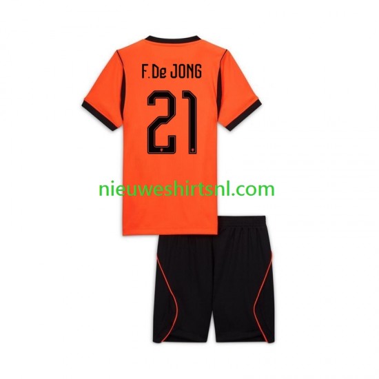 Nederland Kind Shirt met Bedrukking Frenkie de Jong 21 Thuis WK 2026 Korte Mouw