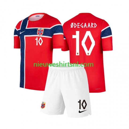 Noorwegen Kind Shirt met Bedrukking Martin Odegaard 10 Thuis WK 2026 Korte Mouw