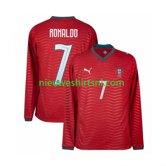 Portugal Heren Shirt met Bedrukking Cristiano Ronaldo 7 Thuis WK 2026 Lange Mouw