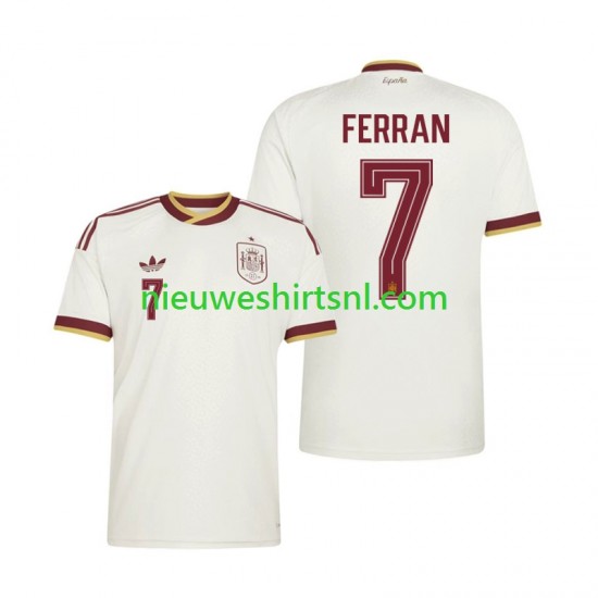 Spanje Heren Shirt met Bedrukking Ferran Torres 7 Uit WK 2026 Korte Mouw