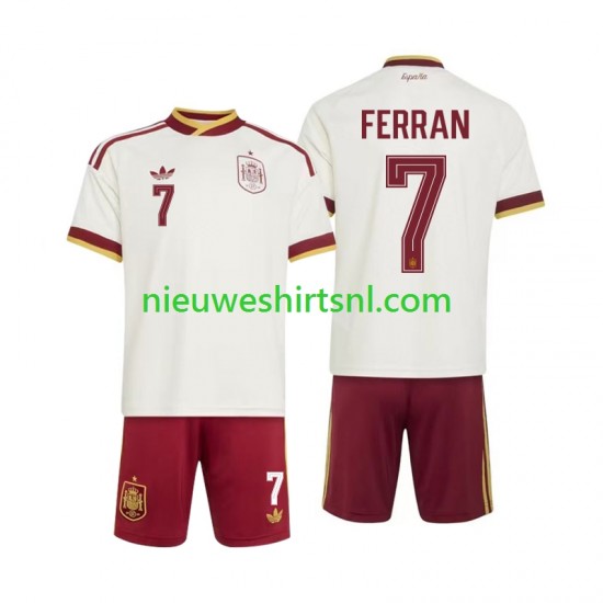 Spanje Kind Shirt met Bedrukking Ferran Torres 7 Uit WK 2026 Korte Mouw