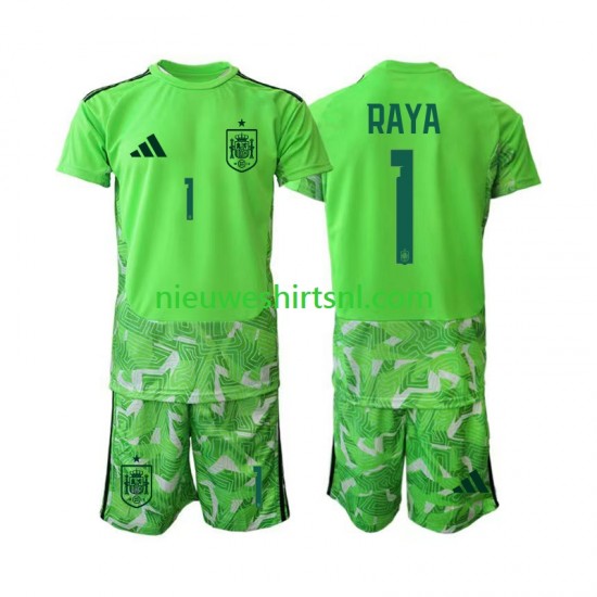 Spanje Kind Shirt met Bedrukking Doelman David Raya 1 6th Green color WK 2026 Korte Mouw