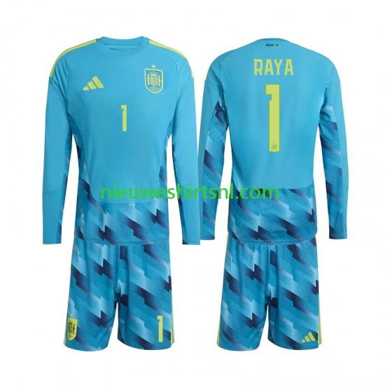 Spanje Kind Shirt met Bedrukking Doelman David Raya 1 Thuis WK 2026 Lange Mouw
