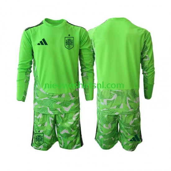 Spanje Kind Shirt met Bedrukking Doelman 6th Green color WK 2026 Lange Mouw