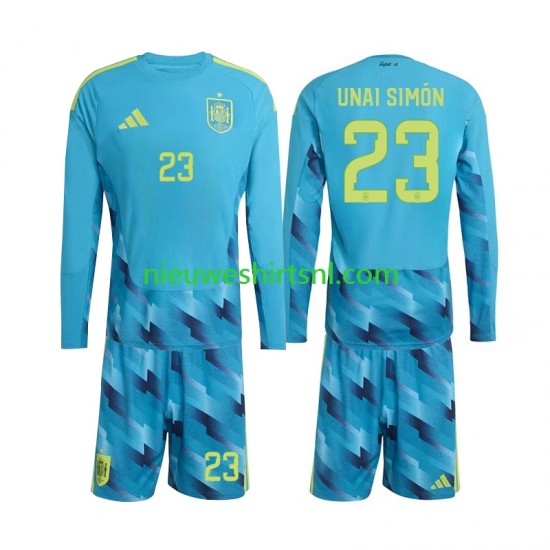 Spanje Kind Shirt met Bedrukking Doelman Unai Simon 23 Thuis WK 2026 Lange Mouw