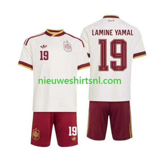 Spanje Kind Shirt met Bedrukking Lamine Yamal 19 Uit WK 2026 Korte Mouw
