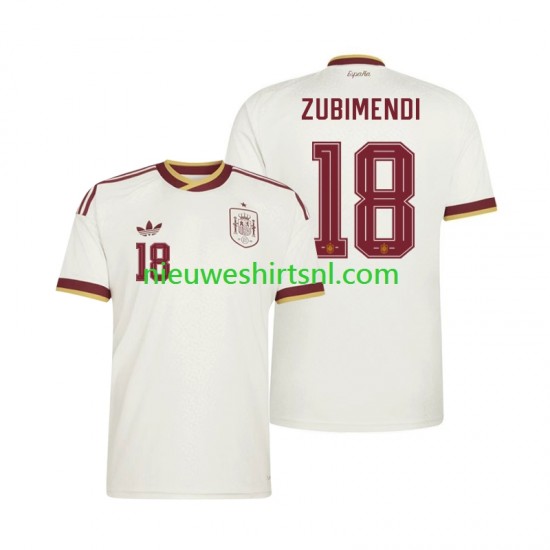 Spanje Heren Shirt met Bedrukking Martin Zubimendi 18 Uit WK 2026 Korte Mouw