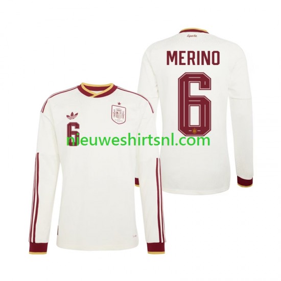 Spanje Heren Shirt met Bedrukking Mikel Merino 6 Uit WK 2026 Lange Mouw