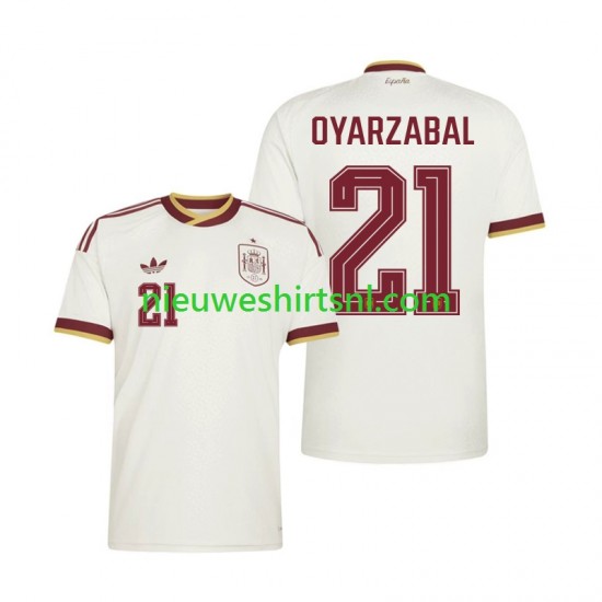 Spanje Heren Shirt met Bedrukking Mikel Oyarzabal 21 Uit WK 2026 Korte Mouw