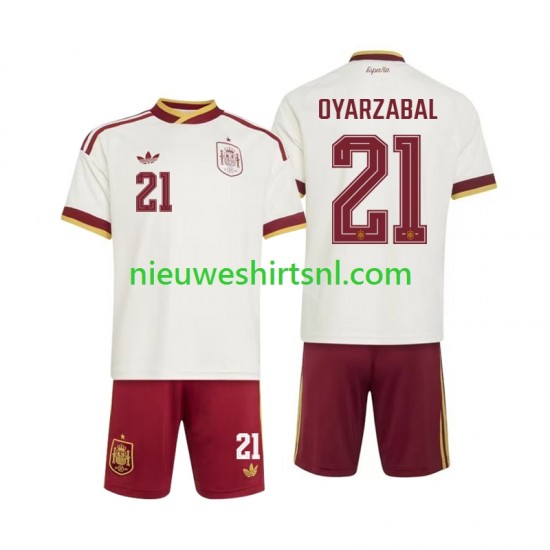 Spanje Kind Shirt met Bedrukking Mikel Oyarzabal 21 Uit WK 2026 Korte Mouw