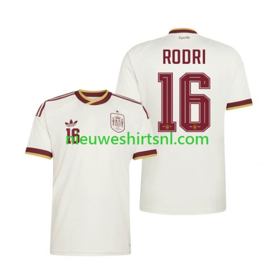 Spanje Heren Shirt met Bedrukking Rodri 16 Uit WK 2026 Korte Mouw