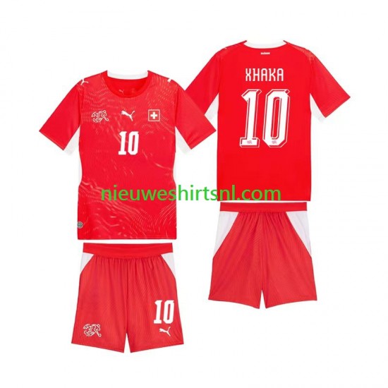 Zwitserland Kind Shirt met Bedrukking Granit Xhaka 10 Thuis WK 2026 Korte Mouw