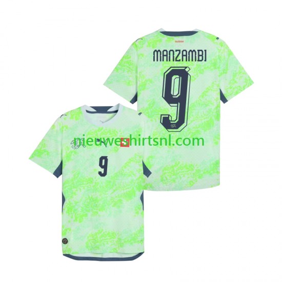 Zwitserland Heren Shirt met Bedrukking Johan Manzambi 9 Uit WK 2026 Korte Mouw