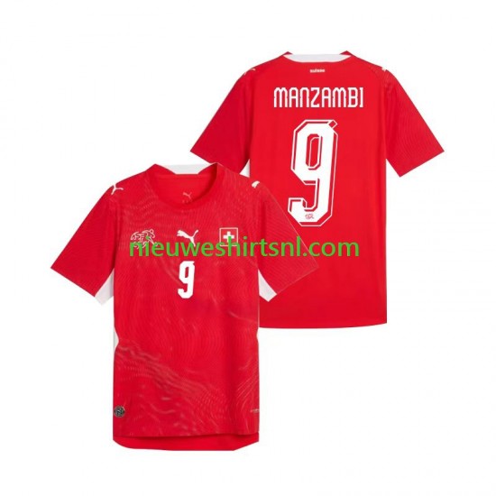 Zwitserland Heren Shirt met Bedrukking Johan Manzambi 9 Thuis WK 2026 Korte Mouw