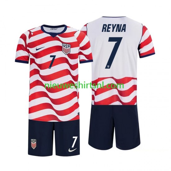 USA Kind Shirt met Bedrukking Giovanni Reyna 7 Thuis WK 2026 Korte Mouw