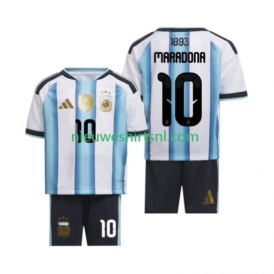 Argentinië Kind Shirt met Bedrukking Maradona 10 Thuis WK 2026 Korte Mouw