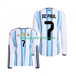 Argentinië Heren Shirt met Bedrukking Rodrigo De Paul 7 Thuis WK 2026 Lange Mouw