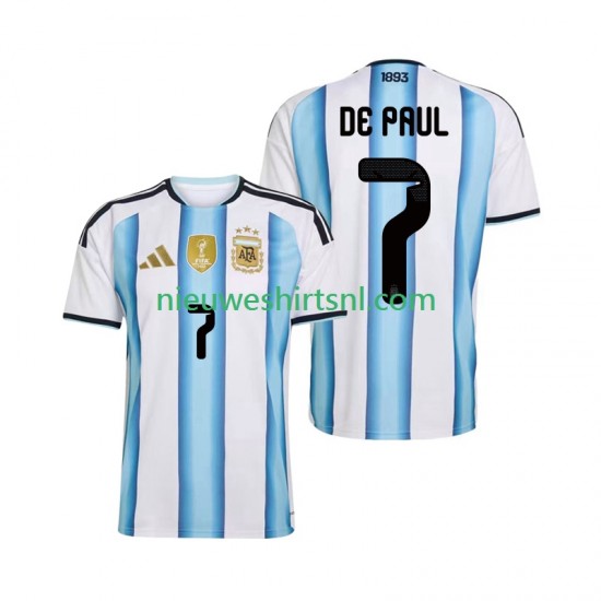 Argentinië Heren Shirt met Bedrukking Rodrigo De Paul 7 Thuis WK 2026 Korte Mouw