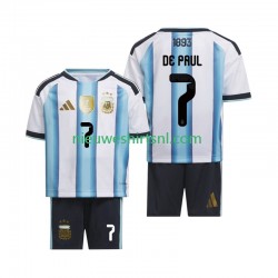 Argentinië Kind Shirt met Bedrukking Rodrigo De Paul 7 Thuis WK 2026 Korte Mouw