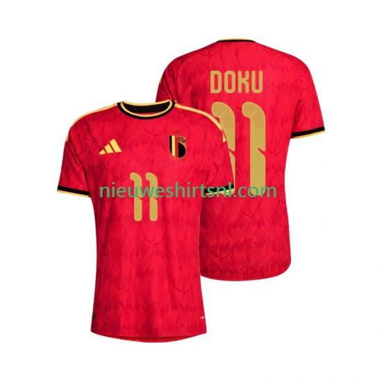 België Heren Shirt met Bedrukking Jeremy Doku 11 Thuis WK 2026 Korte Mouw