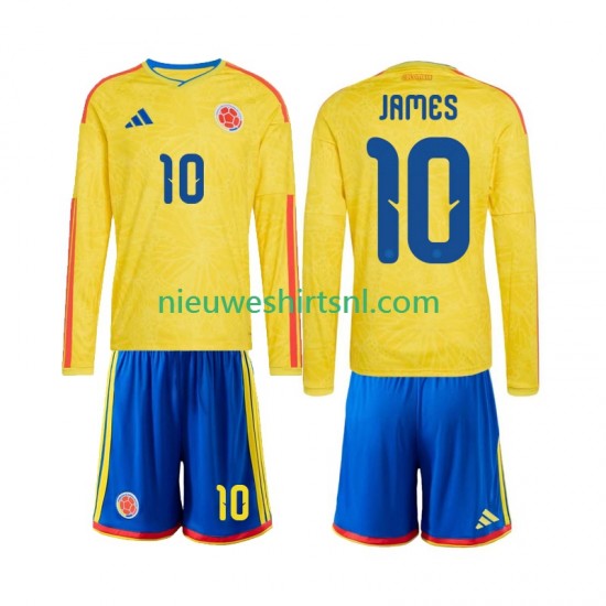 Colombia Kind Shirt met Bedrukking James Rodriguez 10 Thuis WK 2026 Lange Mouw