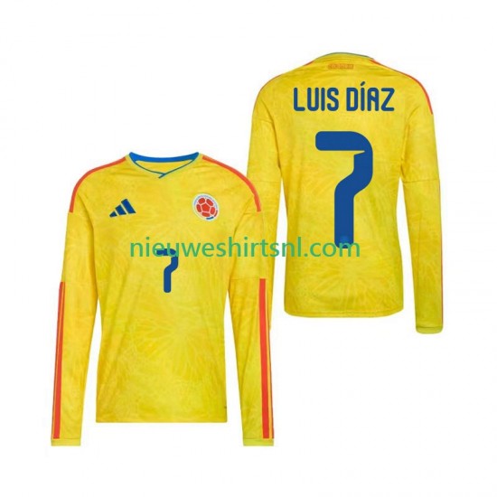 Colombia Heren Shirt met Bedrukking Luis Diaz 7 Thuis WK 2026 Lange Mouw