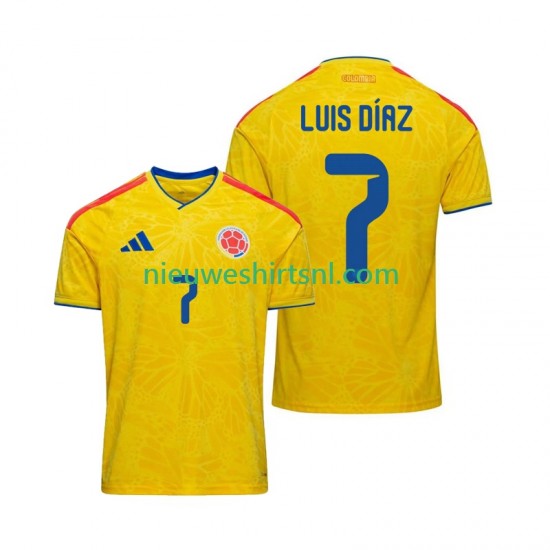 Colombia Heren Shirt met Bedrukking Luis Diaz 7 Thuis WK 2026 Korte Mouw