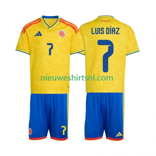 Colombia Kind Shirt met Bedrukking Luis Diaz 7 Thuis WK 2026 Korte Mouw