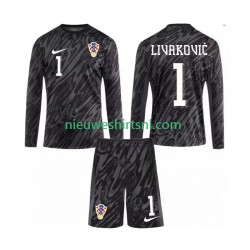 Kroatië Kind Shirt met Bedrukking Doelman DOMINIK LIVAKOVIC 1 Derde 2024 Lange Mouw