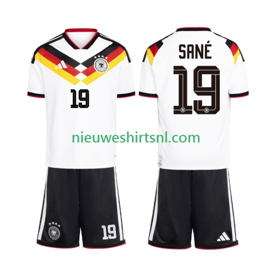 Duitsland Kind Shirt met Bedrukking Leroy Sane 19 Thuis WK 2026 Korte Mouw