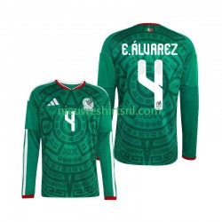 Mexico Heren Shirt met Bedrukking Edson Alvarez 4 Thuis WK 2026 Lange Mouw