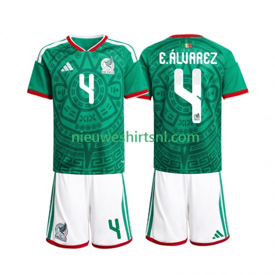 Mexico Kind Shirt met Bedrukking Edson Alvarez 4 Thuis WK 2026 Korte Mouw